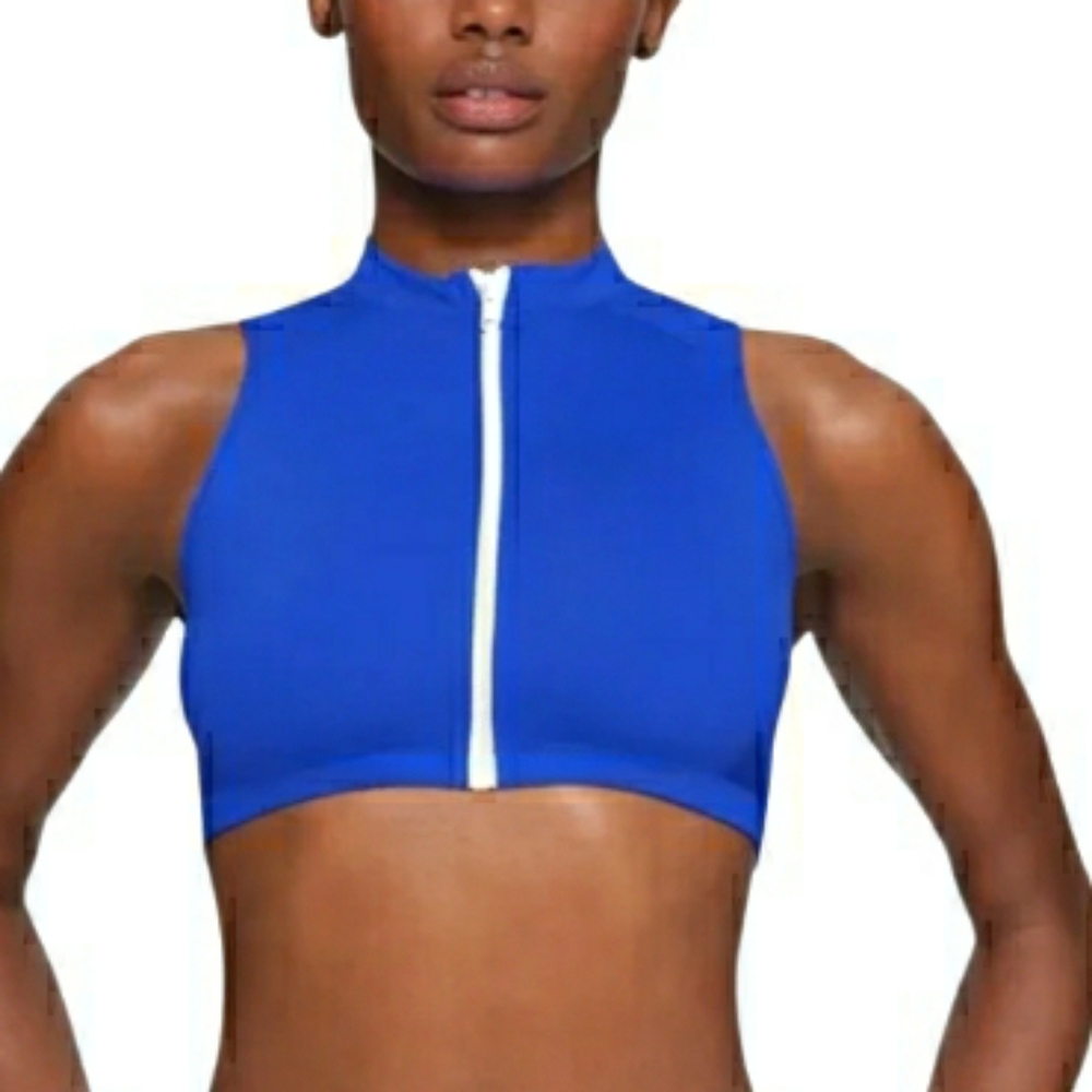 NWT SKIMS Sporty Zipper Swim Mock Neck Top- -XXS